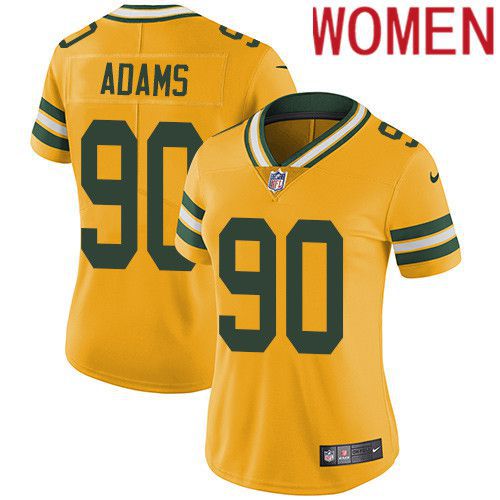 Women Green Bay Packers 90 Montravius Adams Yellow Nike Vapor Limited NFL Jersey